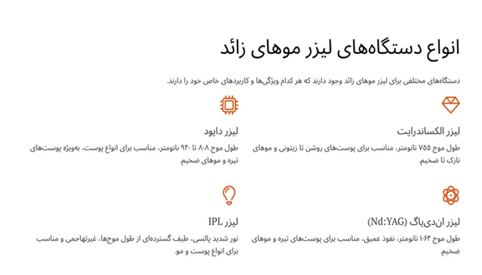انواع دستگاه‌لیزر موهای زائد بدن​